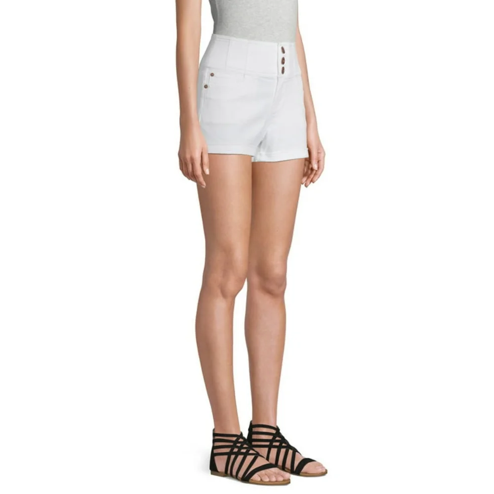 No Boundaries NWT Corset Triple Button High Rise Shorts in Arctic White Size 7